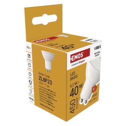 LED žárovka Basic MR16 / GU10 / 5,2 W (40 W) / 450 lm / neutrální bílá