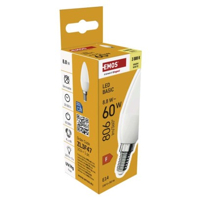 LED lemputė Basic Candle E14 / 8,8 W (60 W) / 806 lm / Šilta balta