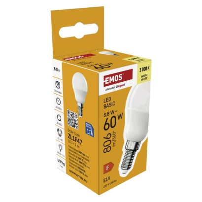 LED lemputė Basic MINI GLOBE E14 / 8,8 W (60 W) / 806 lm / Šilta balta