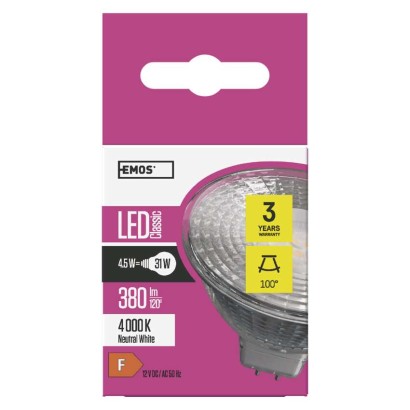LED žárovka Classic MR16 / GU5,3 / 4,5 W (31 W) / 380 lm / neutrální bílá
