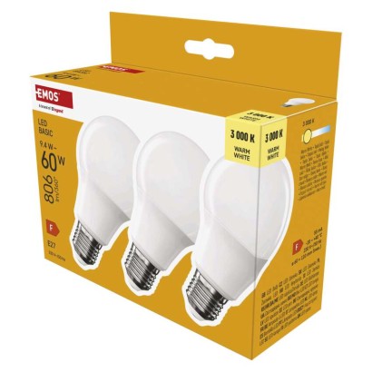 LED lemputė Basic A60 / E27 / 9,4 W (60 W) / 806 lm / Šilta balta