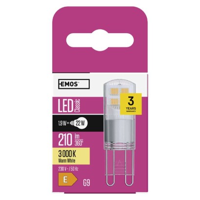 LED žárovka Classic JC / G9 / 1,9 W (22 W) / 210 lm / teplá bílá