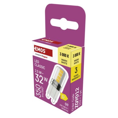 LED žárovka Classic JC / G9 / 2,5 W (32 W) / 350 lm / teplá bílá 