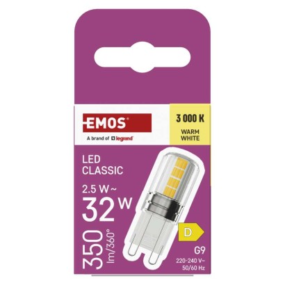 LED žárovka Classic JC / G9 / 2,5 W (32 W) / 350 lm / teplá bílá 