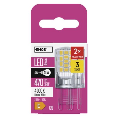 LED žárovka Classic JC / G9 / 4 W (40 W) / 470 lm / neutrální bílá