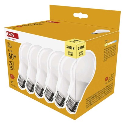 LED žarnica Basic A60 / E27 / 9,4 W (60 W) / 806 lm / Toplo bel