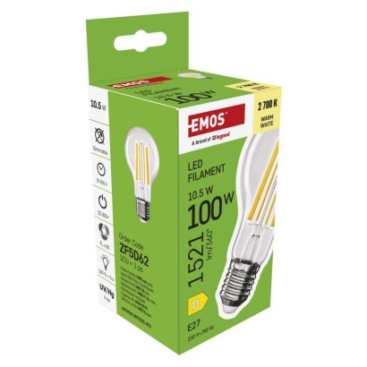 LED Lampe Filament A60 / E27 / 10,5 W (100 W) / 1521 lm / Warmweiß