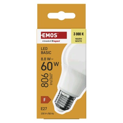 LED Lampe Basic A60 / E27 / 8,8 W (60 W) / 806 lm / Warmweiß