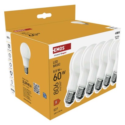 LED žárovka Basic A60 / E27 / 8,8 W (60 W) / 806 lm / neutrální bílá