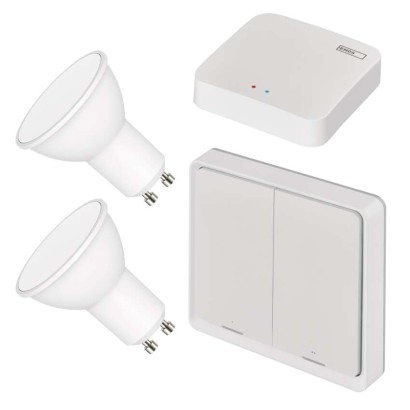 Set GoSmart: 2x LED Lampe GU10 / 4,8W /RGB/ Zigbee,  1x Szenenschalter, 1x ZigBee Gateway