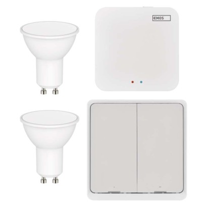 Set GoSmart: 2x LED Lampe GU10 / 4,8W /RGB/ Zigbee,  1x Szenenschalter, 1x ZigBee Gateway