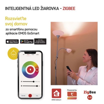 LED žiarovka GoSmart A60 / E27 / 9 W (60 W) / 806 lm / RGB / stmievateľná / Zigbee