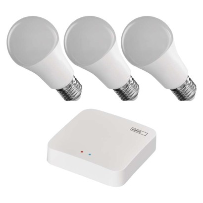 Sada GoSmart: 3x LED žárovka E27 / 11W / RGB / Zigbee,  1x ZigBee brána