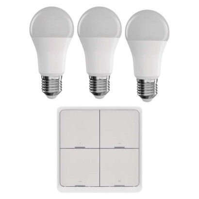 Set GoSmart: 3x LED Lampe E27 / 11W / RGB / Zigbee,  1x Szenenschalter