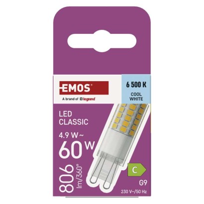 LED Lampe Classic JC / G9 / 4,9 W (60W) / 806 lm / Kaltweiß