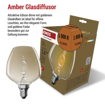 LED Lampe DECO S123 / E27 / 3,5 W (14 W) / 130 lm / flame