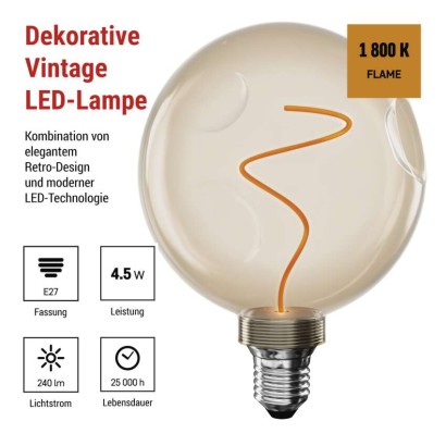 LED Lampe DECO CG125A / E27 / 4,5 W (24 W) / 240 lm / flame