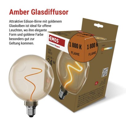 LED Lampe DECO CG125A / E27 / 4,5 W (24 W) / 240 lm / flame