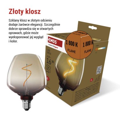 Żarówka LED DECO S123 / E27 / 4 W (16 W) / 150 lm / flame