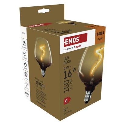 LED žárovka DECO S123 / E27 / 4 W (16 W) / 150 lm / flame