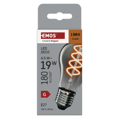 LED žárovka DECO SMOKED A60 / E27 / 4,5 W (19 W) / 180 lm / flame