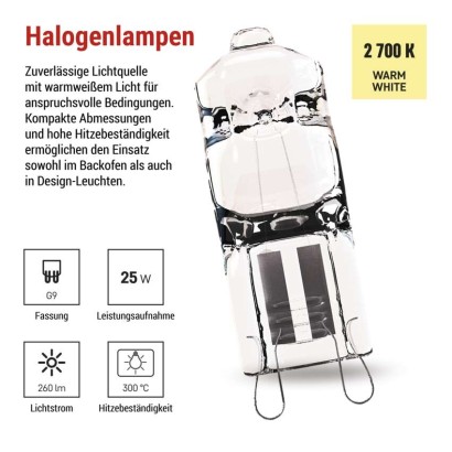 Halogenlampe JC 25W G9 warmweiss