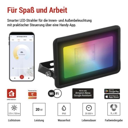 GOSMART LED Strahler 20W, 1720lm, RGB+CCT,IP65