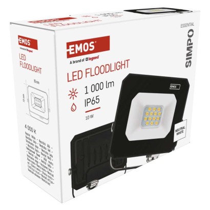 LED reflektor SIMPO 10 W, černý, neutrální bílá