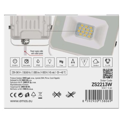 LED reflektor SIMPO 10 W, bílý, neutrální bílá