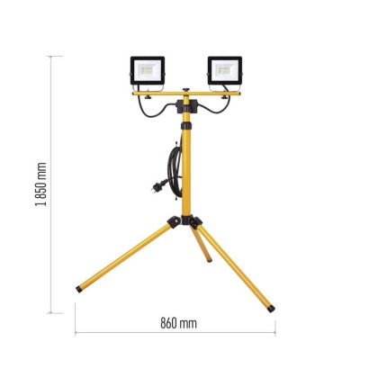 LED reflektor HOBBY SLIM 2x 20,5W + trojnožka, černý/žlutý, neutrální bílá