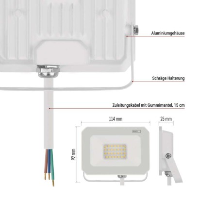 LED reflektor SIMPO 20W, weiß, IP65, 2000 lm, neutralweiß