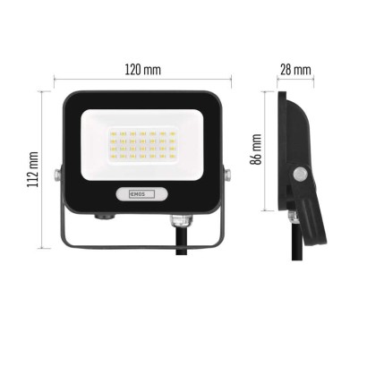 LED reflektor GLARO 20W, černý, IP65, 2000 lm, neutrální bílá