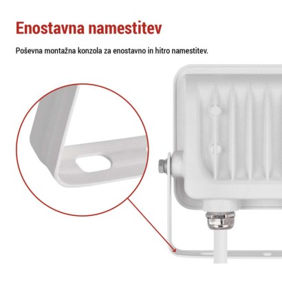 LED reflektor GLARO 20W, bel, IP65, 2000 lm, nevtralna bela