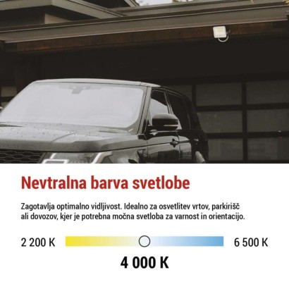 LED reflektor GLARO 20W, bel, IP65, 2000 lm, nevtralna bela