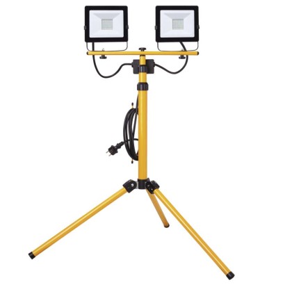 LED reflektor HOBBY SLIM 2x 30W + trojnožka, černý/žlutý, neutrální bílá