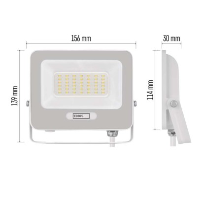 LED reflektor GLARO 30W, bílý, IP65, 3000 lm, neutrální bílá