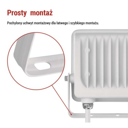 Naświetlacz LED GLARO 30W, biały, IP65, 3000 lm, neutralna biel