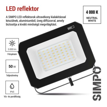 LED reflektor SIMPO 50 W természetes fehér