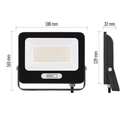 LED reflektor GLARO 50W, černý, IP65, 5000 lm, neutrální bílá