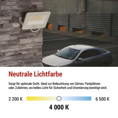LED reflektor GLARO 50W, weiß, IP65, 5000 lm, neutralweiß