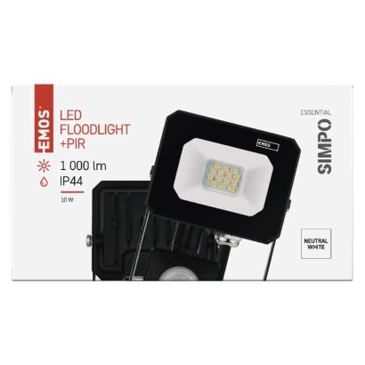 LED reflektor SIMPO s pohybovým čidlem, 10 W, černý, neutrální bílá