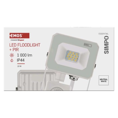 LED reflektor SIMPO, 10W, PIR, neutrální bílá