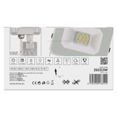 LED reflektor SIMPO, 10W, PIR, neutrální bílá