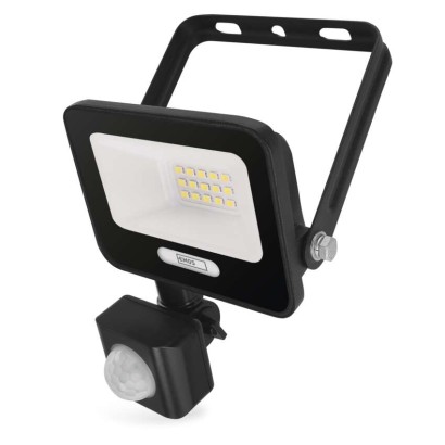 LED reflektor GLARO s pohybovým čidlem, 10 W, černý, IP54, 1000 lm, neutrální bílá