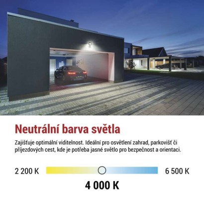 LED reflektor SIMPO s pohybovým čidlem, 20 W, černý, neutrální bílá