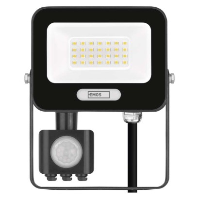 LED reflektor GLARO s pohybovým čidlem, 20 W, černý, IP54, 2000 lm, neutrální bílá
