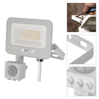 LED reflektor GLARO s pohybovým čidlem, 20 W, bílý, IP54, 2000 lm, neutrální bílá