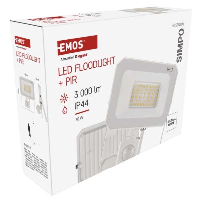 LED reflektor SIMPO, 30W, PIR, neutrální bílá