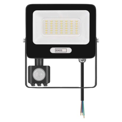 LED reflektor GLARO s pohybovým čidlem, 30 W, černý, IP54, 3000 lm, neutrální bílá