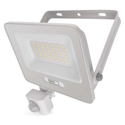 LED reflektor GLARO s pohybovým čidlem, 30 W, bílý, IP54, 3000 lm, neutrální bílá
